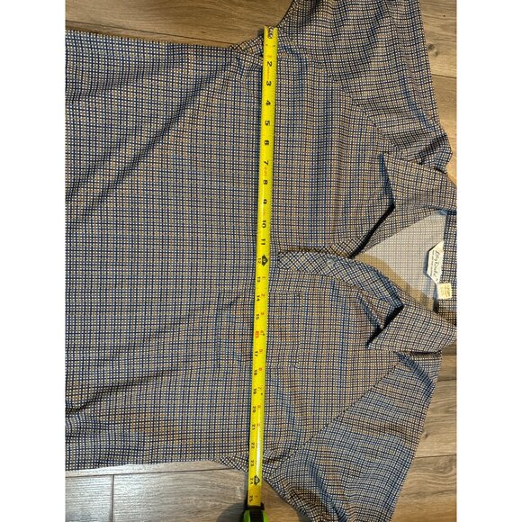 Lilly Daché Mens XL Short Sleeve VTG 70's Disco Geometric Psychedelic Blue Gold - Picture 5 of 7